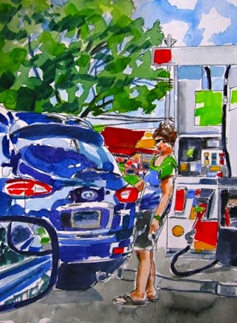 Full Tank 
 
 Watercolour on watercolour paper 
 
 9 x 12 inches   
 
 ©️ Barbara Muir