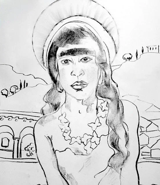  Dreaming of Florence 
 
 Charcoal on bond paper 
 
 18 x 24 inches   
 
 ©️ Barbara Muir 
