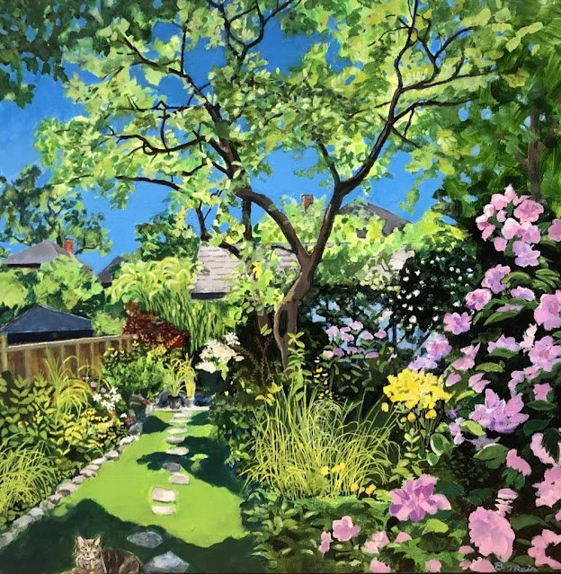  Dream Garden 
 
 Acrylic on canvas 
 
 24 x 24 inches   
 
 ©️ Barbara Muir   