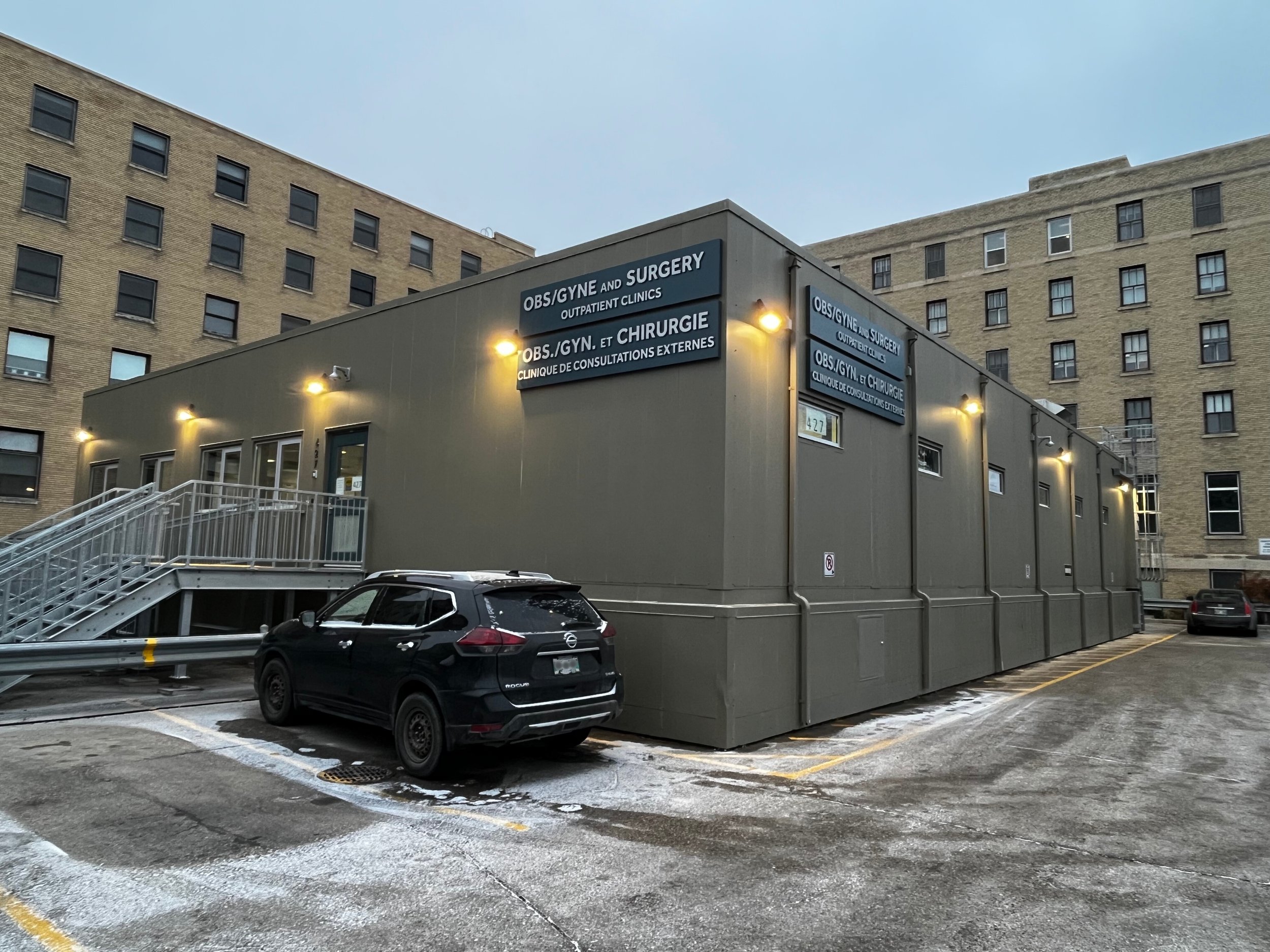 Exterior of a modular healthcare clinic
