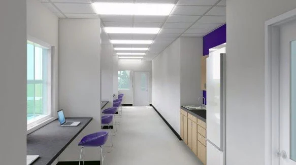 Interior wet laboratory building