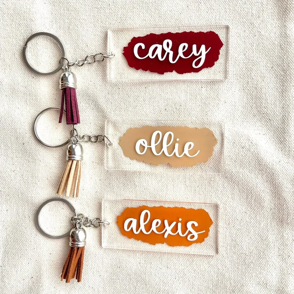 Personalized Keychain Acrylic Name Keychain, Bag Tag, Rectangle, Custom —  Gigi Laine Gifting Co - Main Image