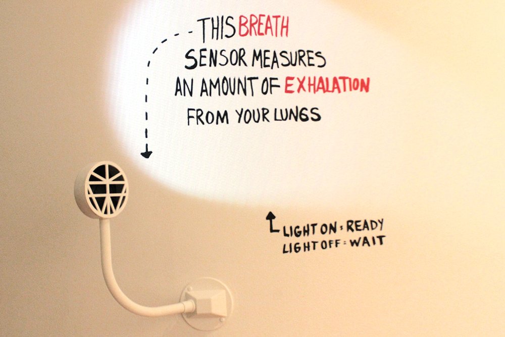Site Specific Installation at Columbia College Chicago (detail of breath sensor)