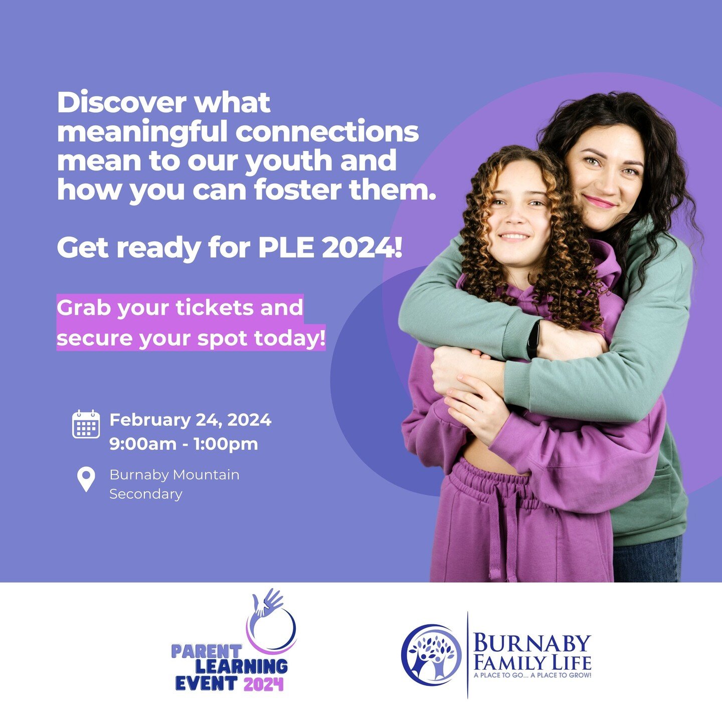 🧡 Calling all parents, caregivers, and educators! Discover powerful strategies for building connections with children and youth at #PLE2024 on Feb 24th. Early bird tickets are out&mdash;grab yours!

Learn more: https://www.burnabyfamilylife.org/pare