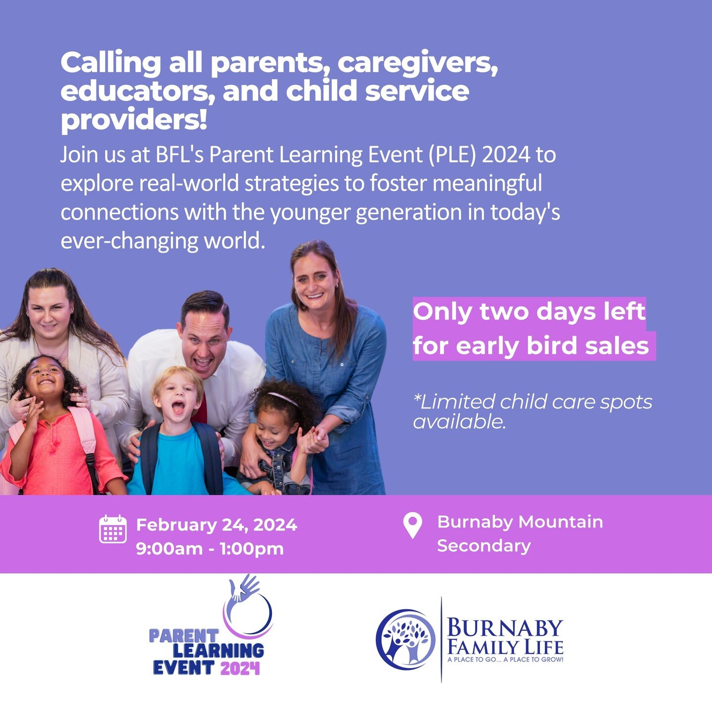 🌟 Dive into the art of building lasting connections with your children at #PLE2024. Join us on February 24th for insightful discussions, valuable resources, and expert guidance. Let's navigate parenthood together!

Free Childminding! (Limited spots 