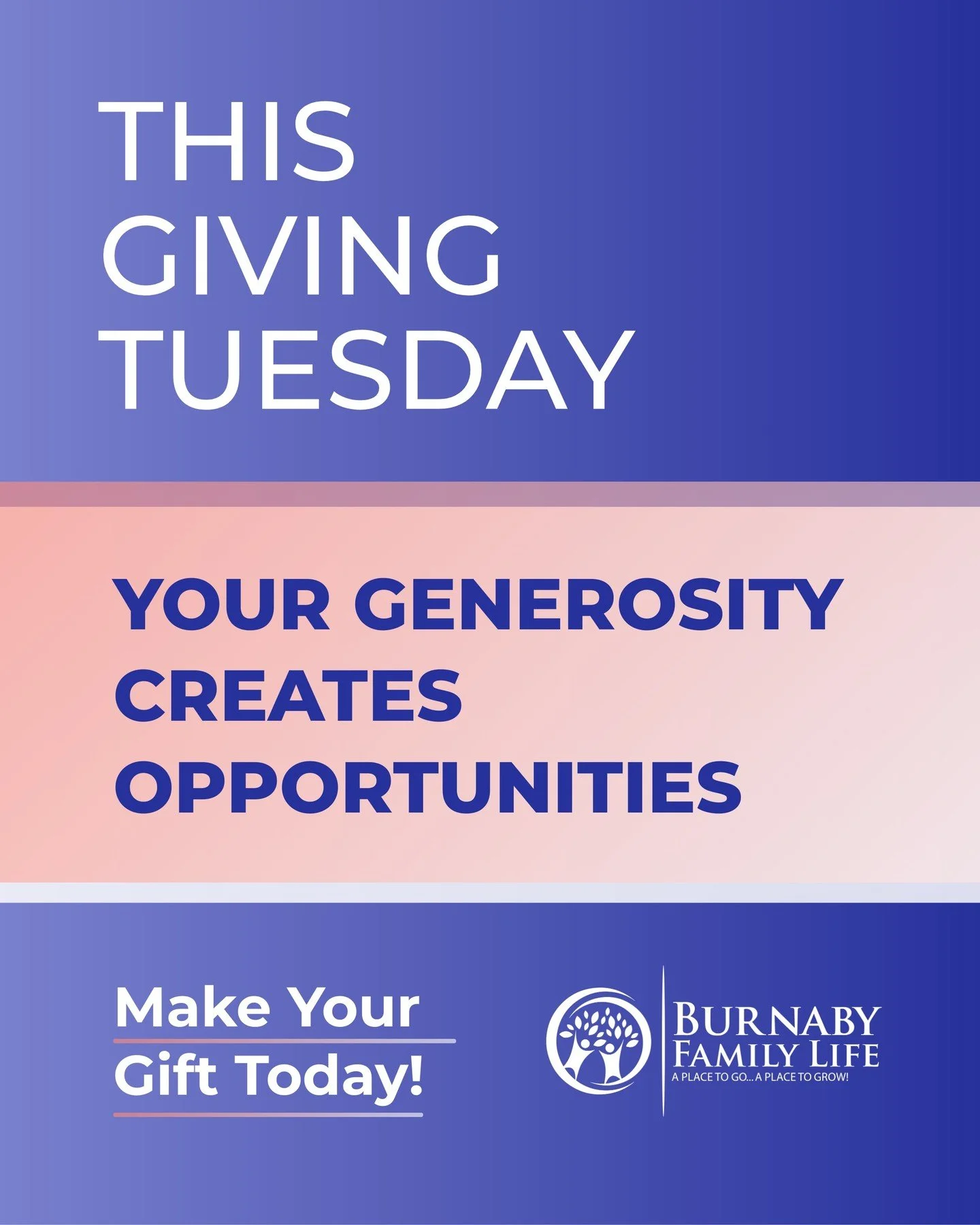 This #GivingTuesday, we want to honour the collective impact of our community and the local ripple effect of change created through giving. ✨
 
Generosity has been rooted in Burnaby Family Life's history since its very beginning as our organization s
