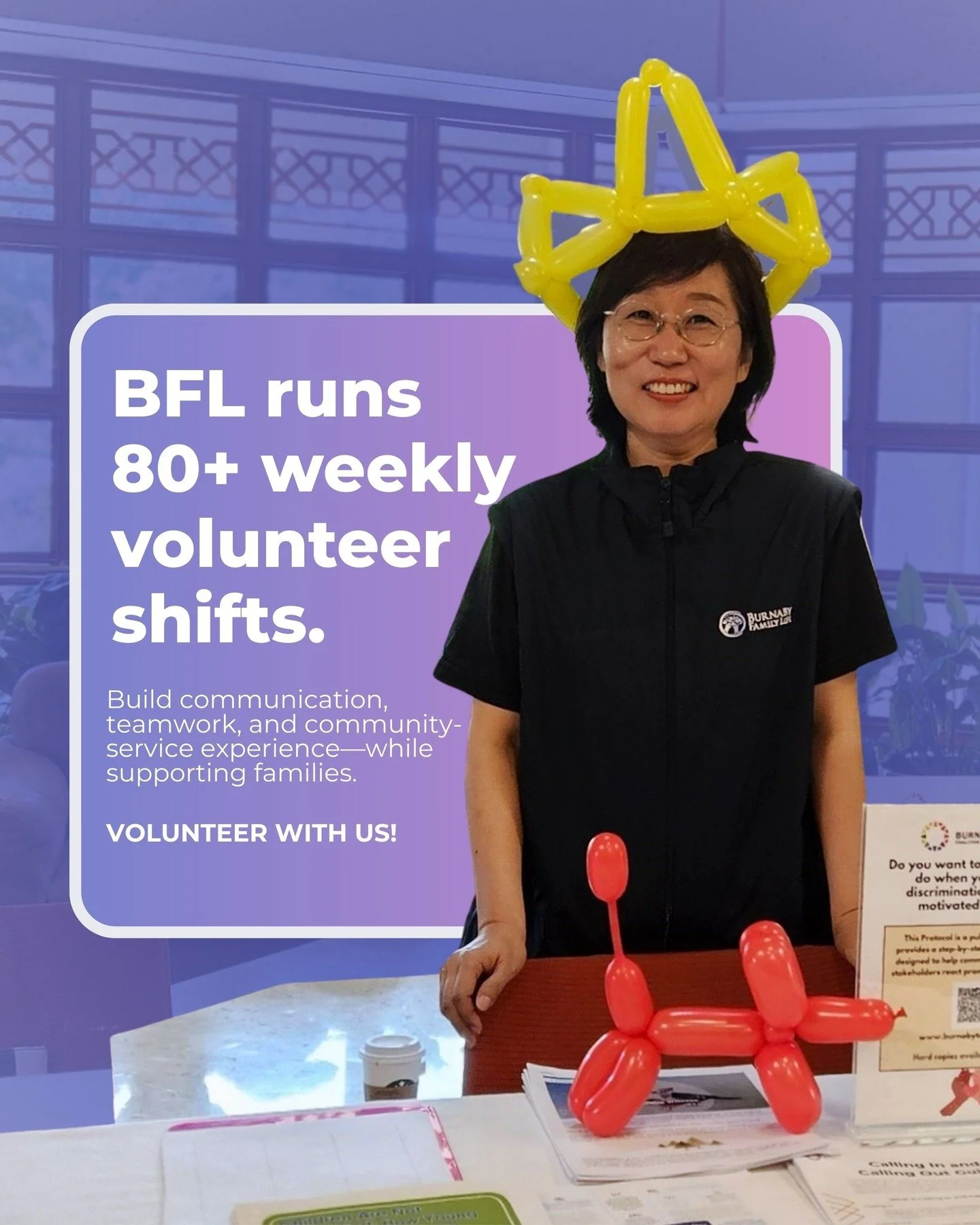 Volunteer with BFL 💛
Whether you&rsquo;re building experience, meeting community, or giving back&mdash;your time helps families access supports and connection.

Apply here: https://www.burnabyfamilylife.org/volunteer