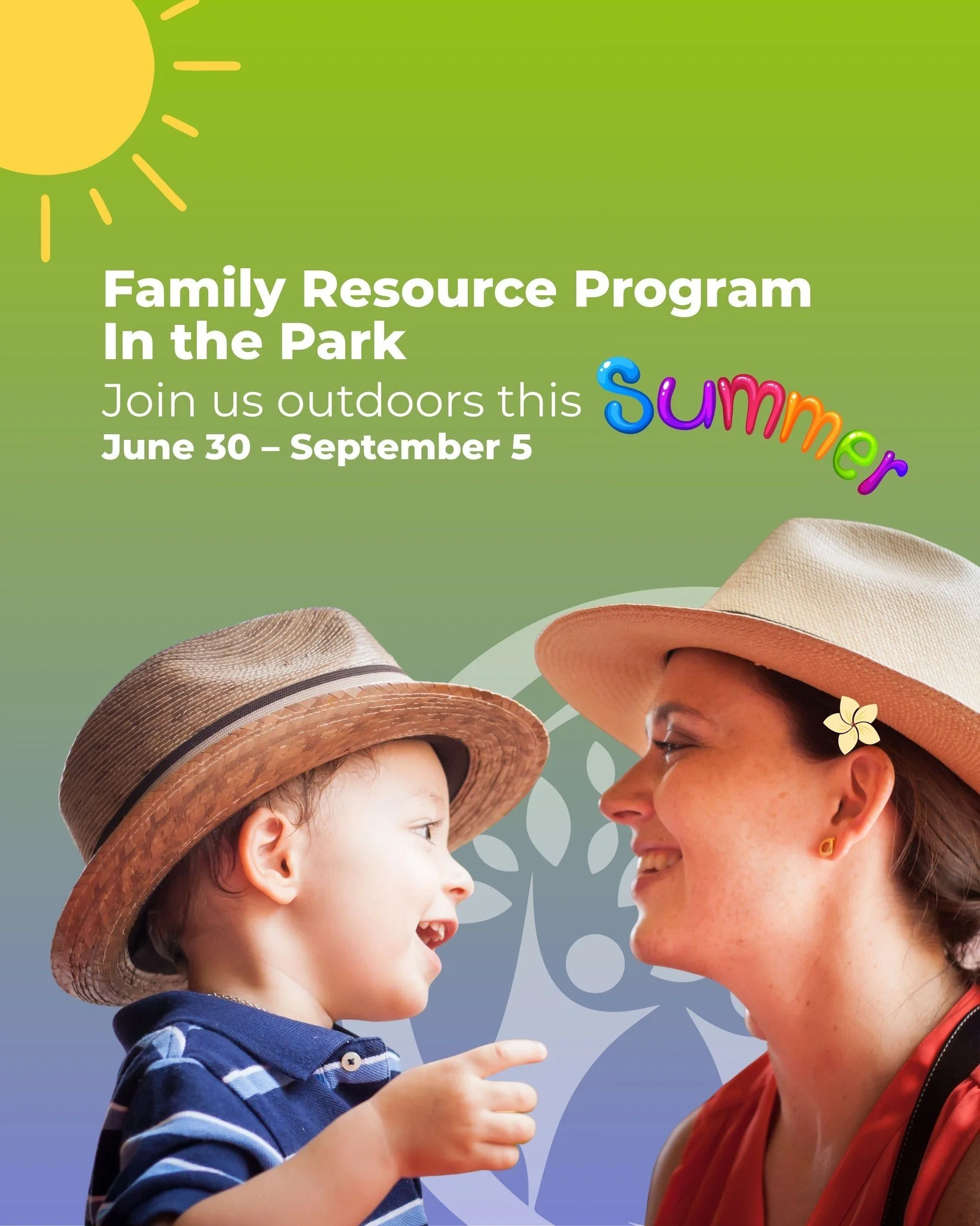 Join us for fun outdoor activities, opportunities to connect with other families, and quality time with your little ones.
Our summer sessions will run from June 30 to September 5.
Visit our website to view the full summer schedule and find the park l