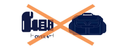 Picture of camera bag and camera over 4" with an X over it.