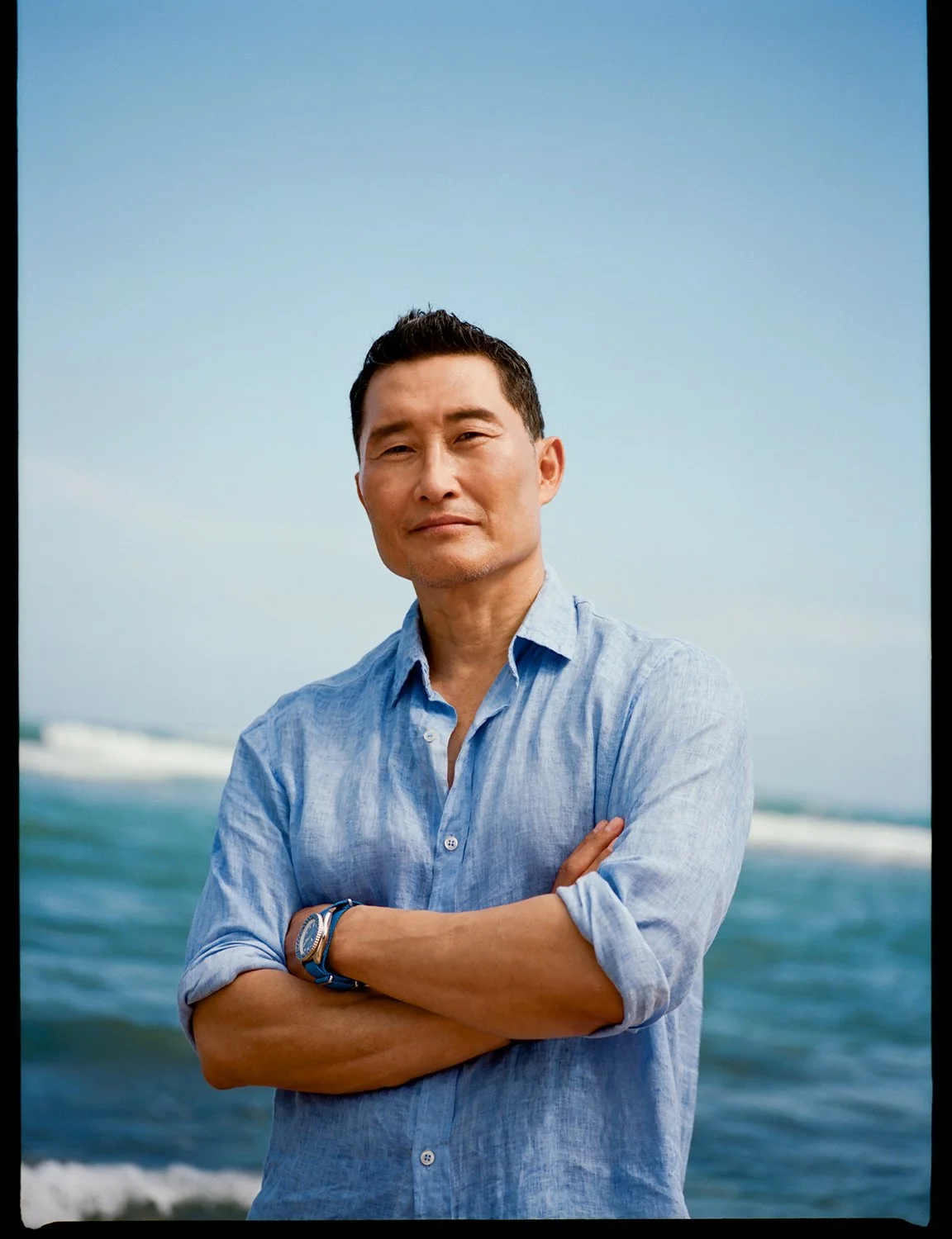 Daniel Dae Kim wearing Seiko x Rowing Blazers watch, natural light portrait by Daeja Fallas.
