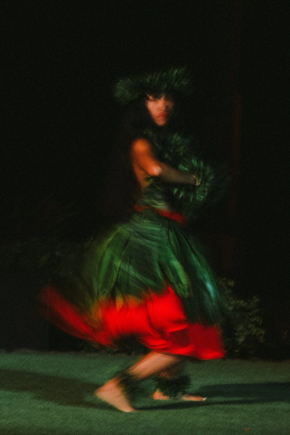 Hula dancer at old Lahaina Luau for travel and leisure magazine by Daeja Fallas