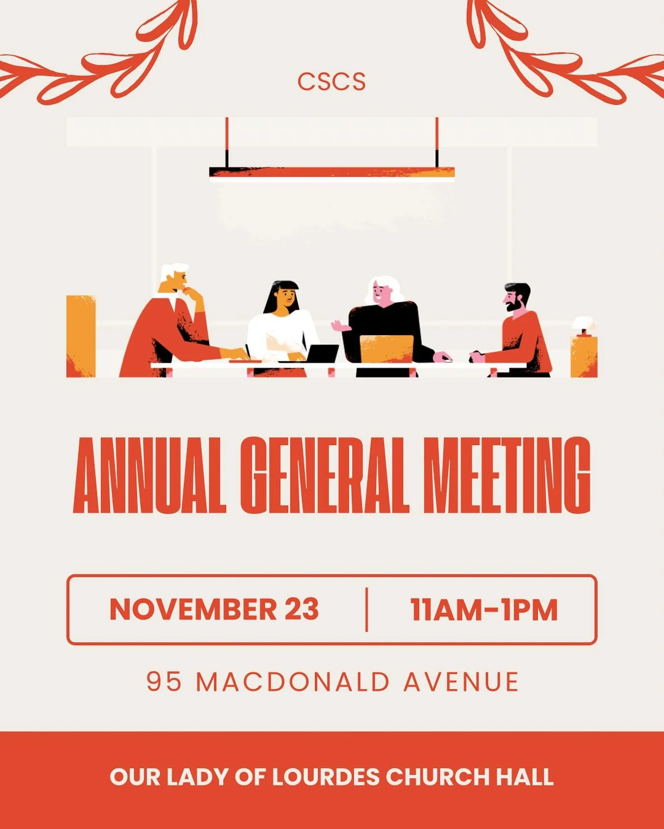 Our AGM is happening on Sunday, November 23rd at 11am! More info to come in the following weeks.