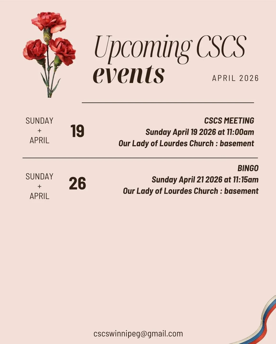 Announcements for April 2026