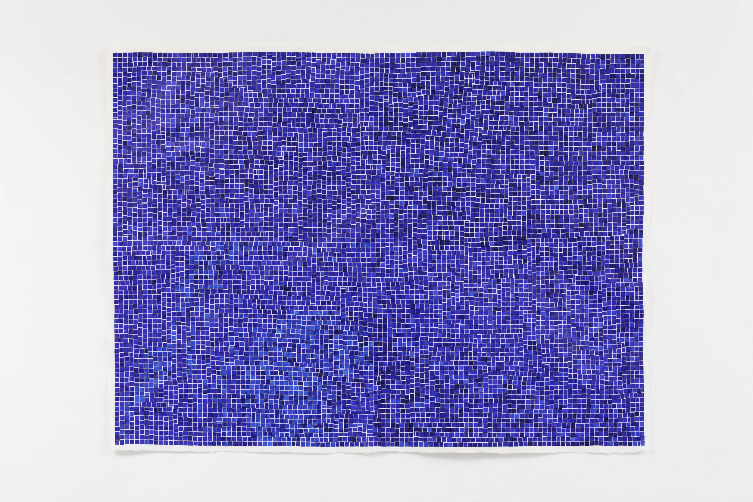 Blue Squares, 2021, Mixed media - acrylic & Yupo on Abaca, 35" x 46.5"