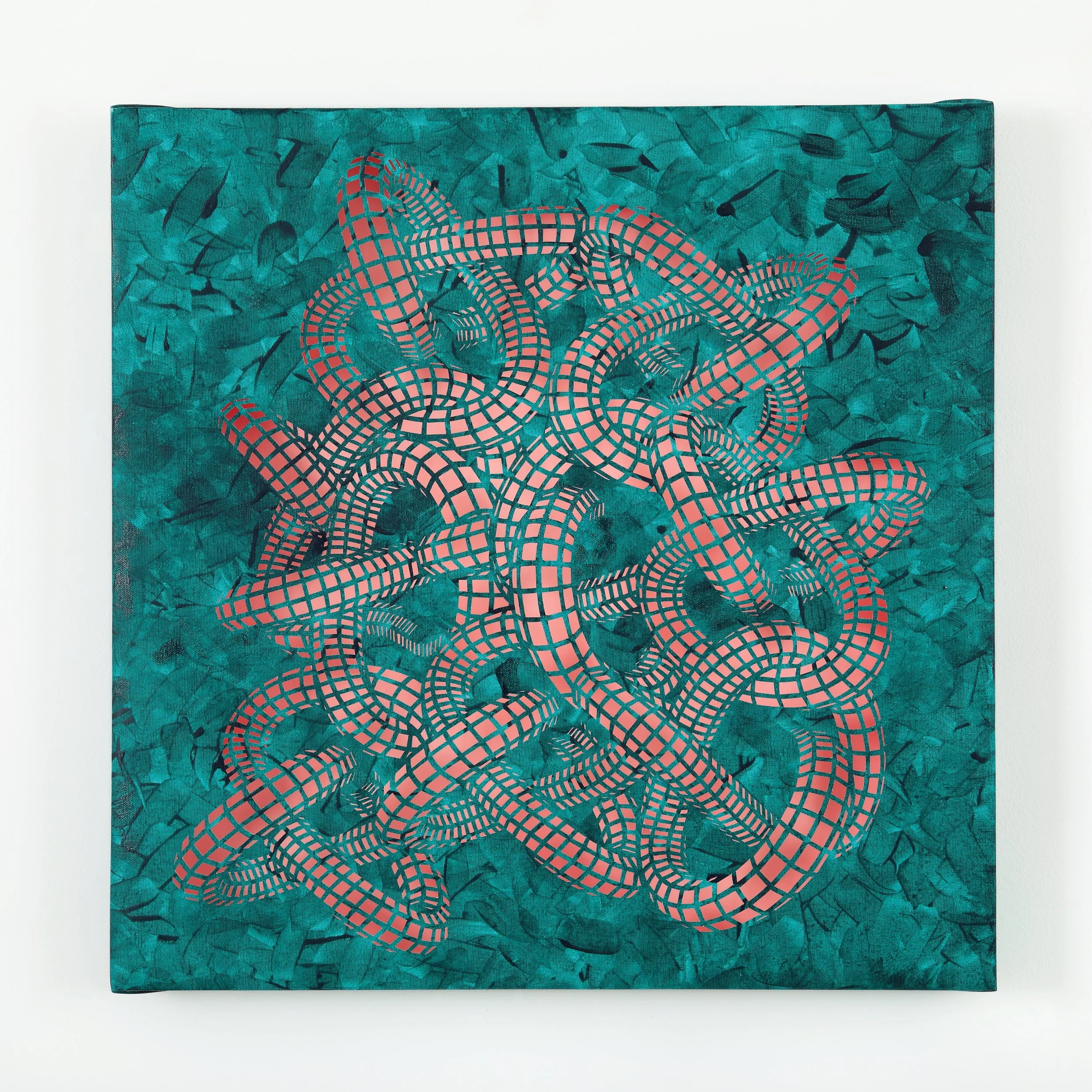 Knocking Out of A Dream, 2026, Handcut, acrylic on canvas, 21 x 21