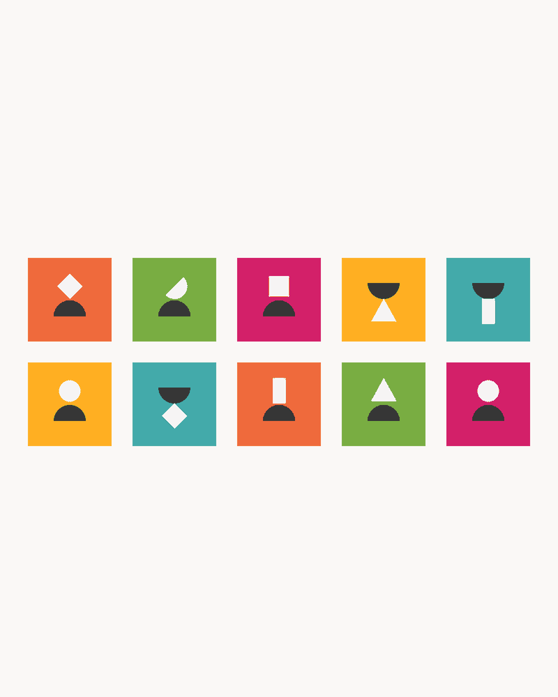 10 different color Kera icons drop away until 3 are left. Those icons sparkle at the end.