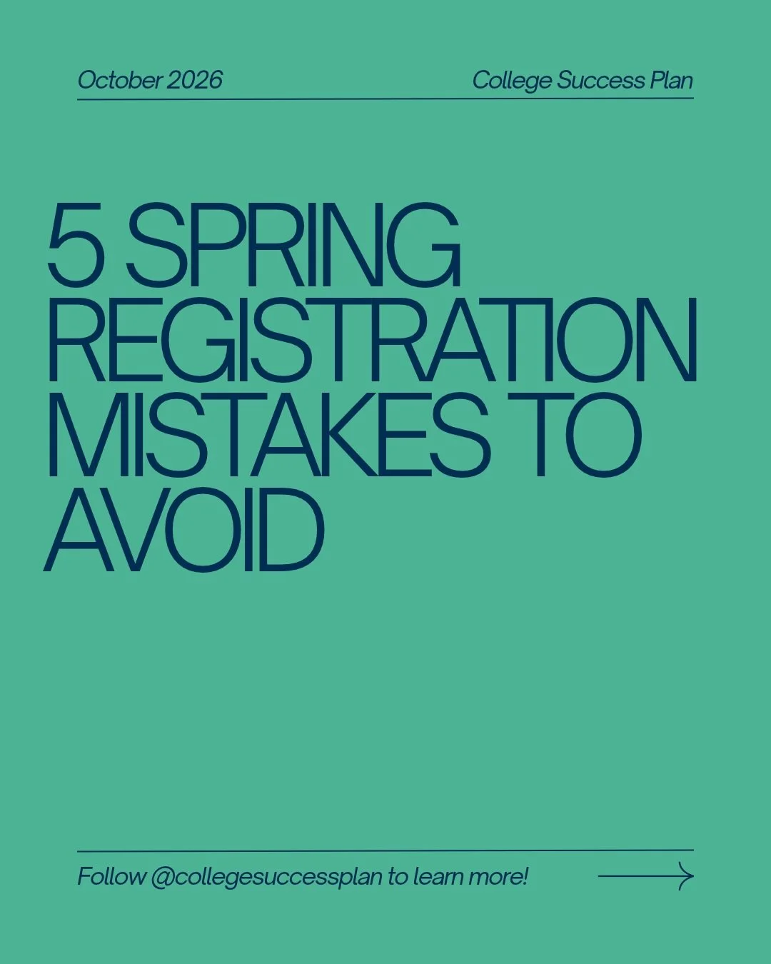 Spring registration is coming up! 🌷📚

Before you start picking classes, make sure you're avoiding these 5 common registration mistakes!

Creating a balanced, realistic schedule is one of the first steps toward a successful semester. A little planni