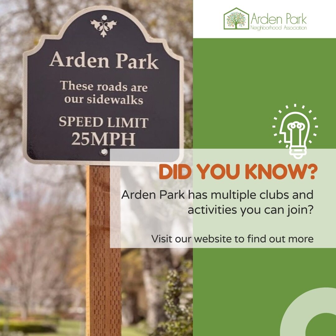 Did you know that Arden Park has a variety of clubs and activities you can get involved in?

&gt; Arden Park Garden Club
&gt; Arden Park Dophins Swim Team
&gt; Arden Little League
&gt; Arden Park Youth Soccer

Visit our website at www.myardenpark.com