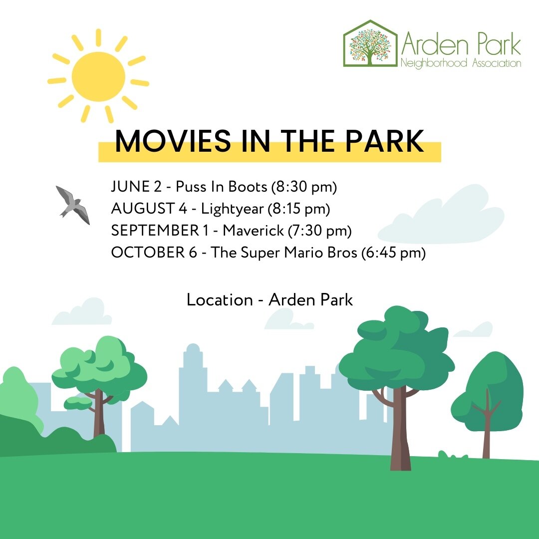 Movies in the Park are back for spring and summer 2023!

Make sure to bring your blankets and lawn chairs and enjoy a movie under the stars with your neighbors.

APNA is sponsoring Maverick/Top Gun and will be hosting a paper plane flying contest. We