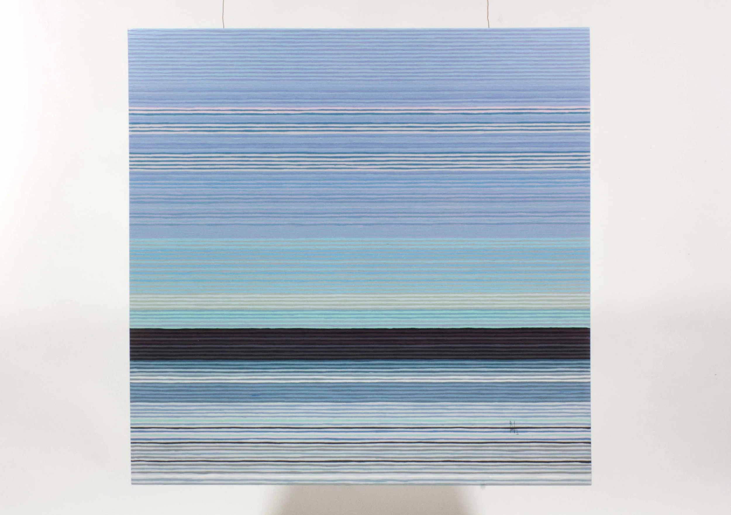 Abstract landscape painting with green and blue tones by Benjamin Turley