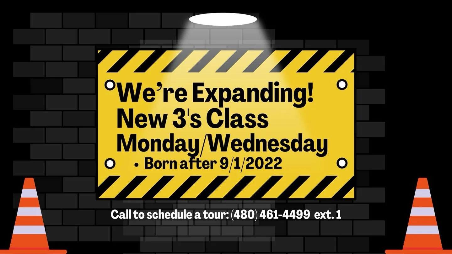 Now loading&hellip; New 3&rsquo;s class on Mondays/Wednesdays! 8:30-10:30 $275 a month! Call today to schedule a tour! (480) 461-4499 ext. 1!