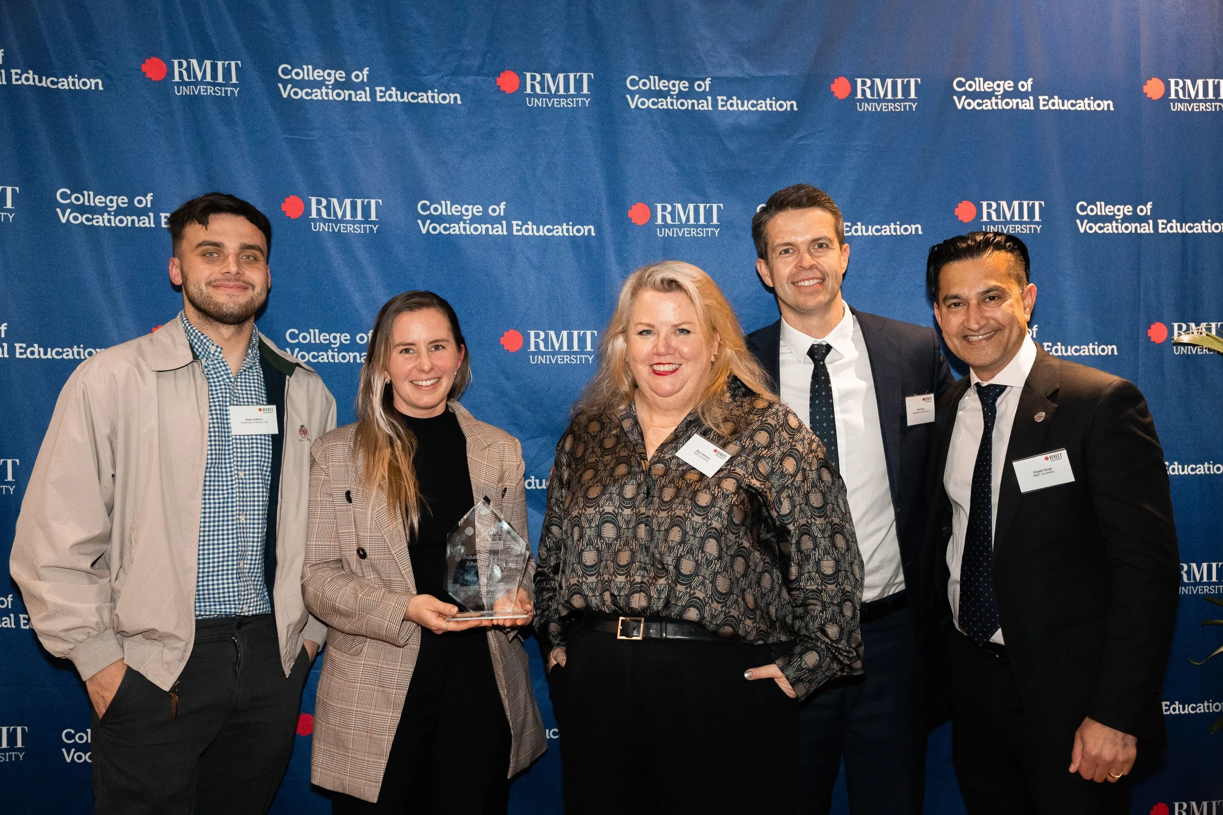 Essendon Education Academy win the Industry Excellence Award at RMIT University Vocational Education Awards Night