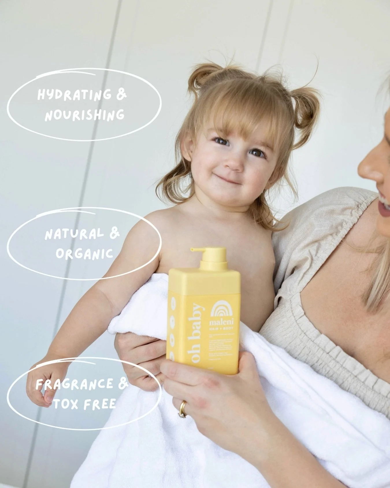 🌈 Oh baby, only the best for your little love 💛

Hydrating, nourishing, and oh-so-gentle &mdash; our natural &amp; organic hair + body wash keeps delicate skin clean, soft, and happy.
✨ Fragrance &amp; toxin free, because your baby deserves pure ca