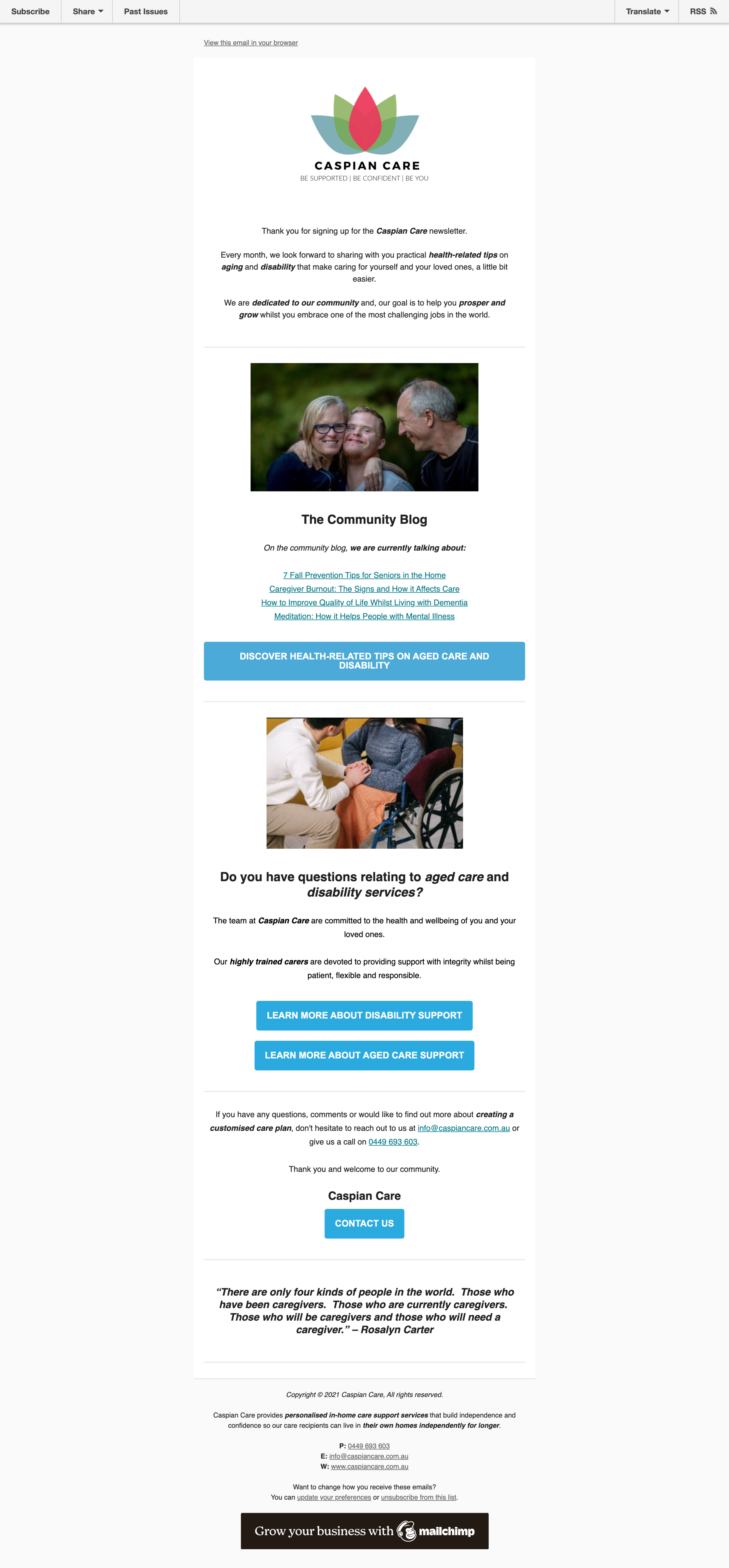 Caspian Care Email Natalie Klein Copywriter
