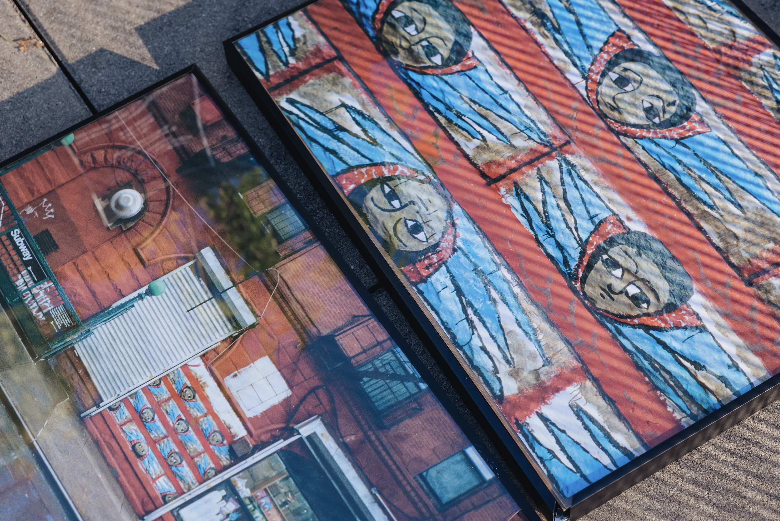 Exhibition details with religious iconography