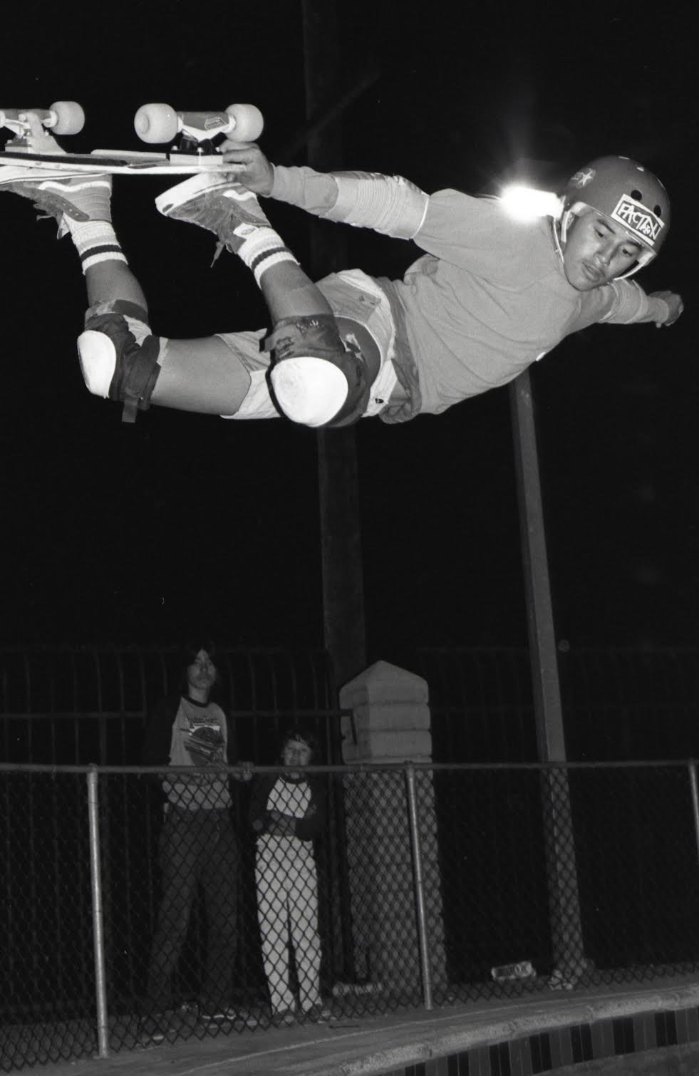  Steve "Cab" Caballero at the Whittier Skate Park, Whittier, CA, 1982. Photograph by Edward Colver. 