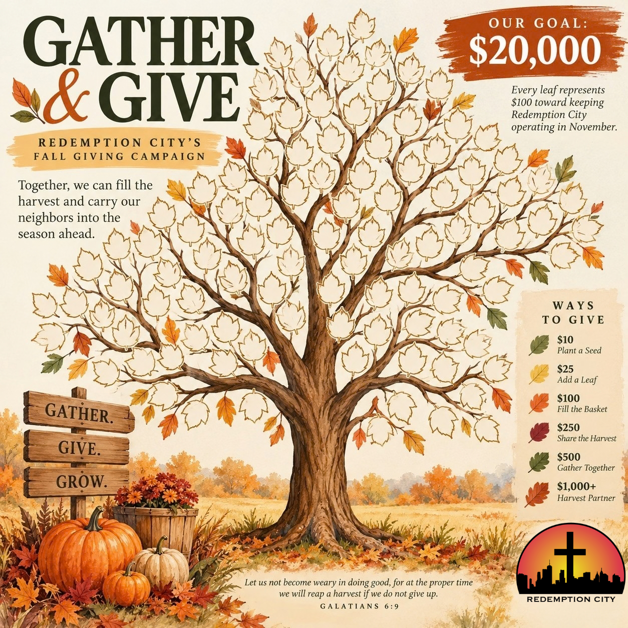 🍂 GATHER. GIVE. GROW.