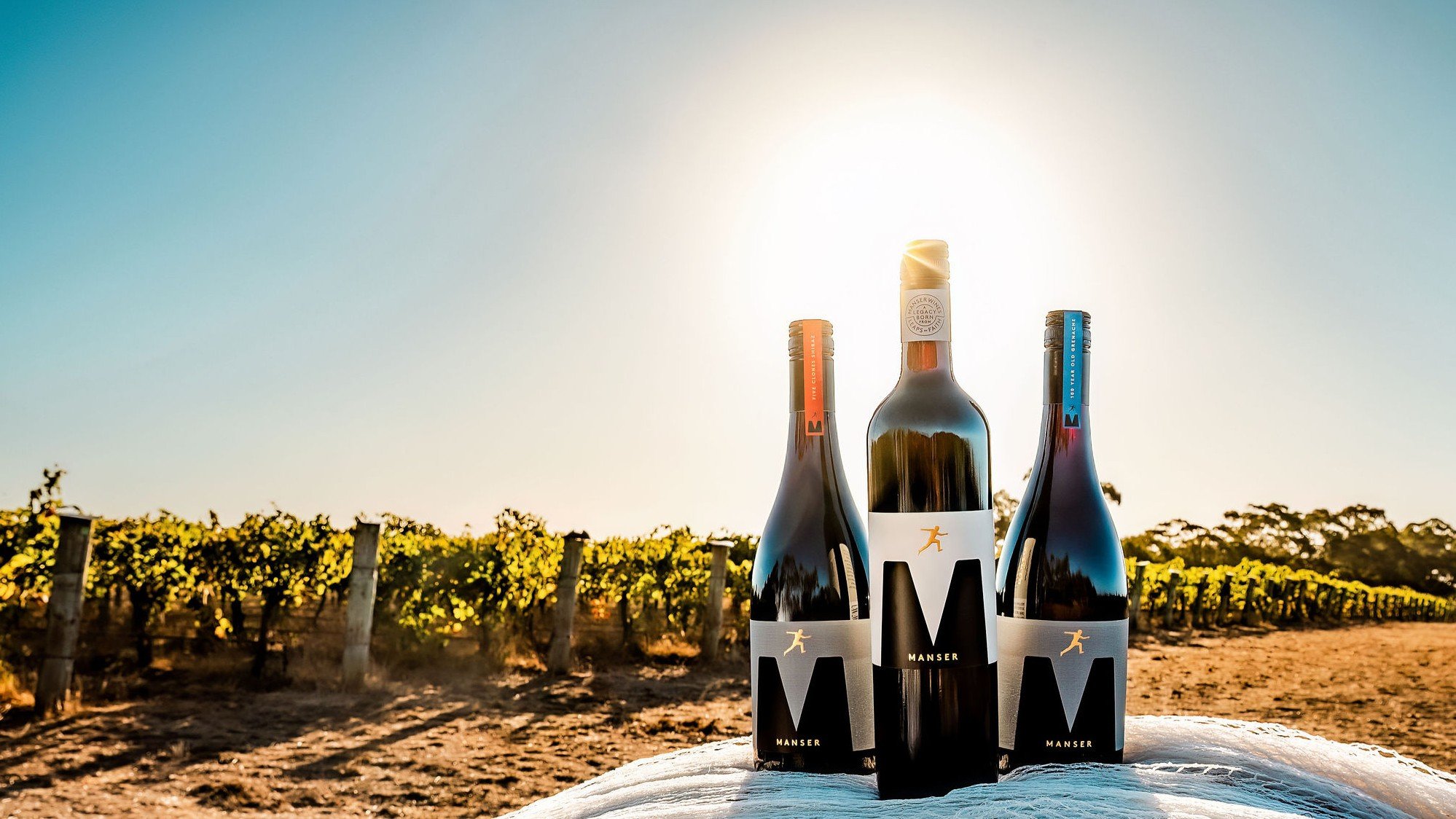 Manser Wines Leaping Man Bottles of Shiraz and Grenache