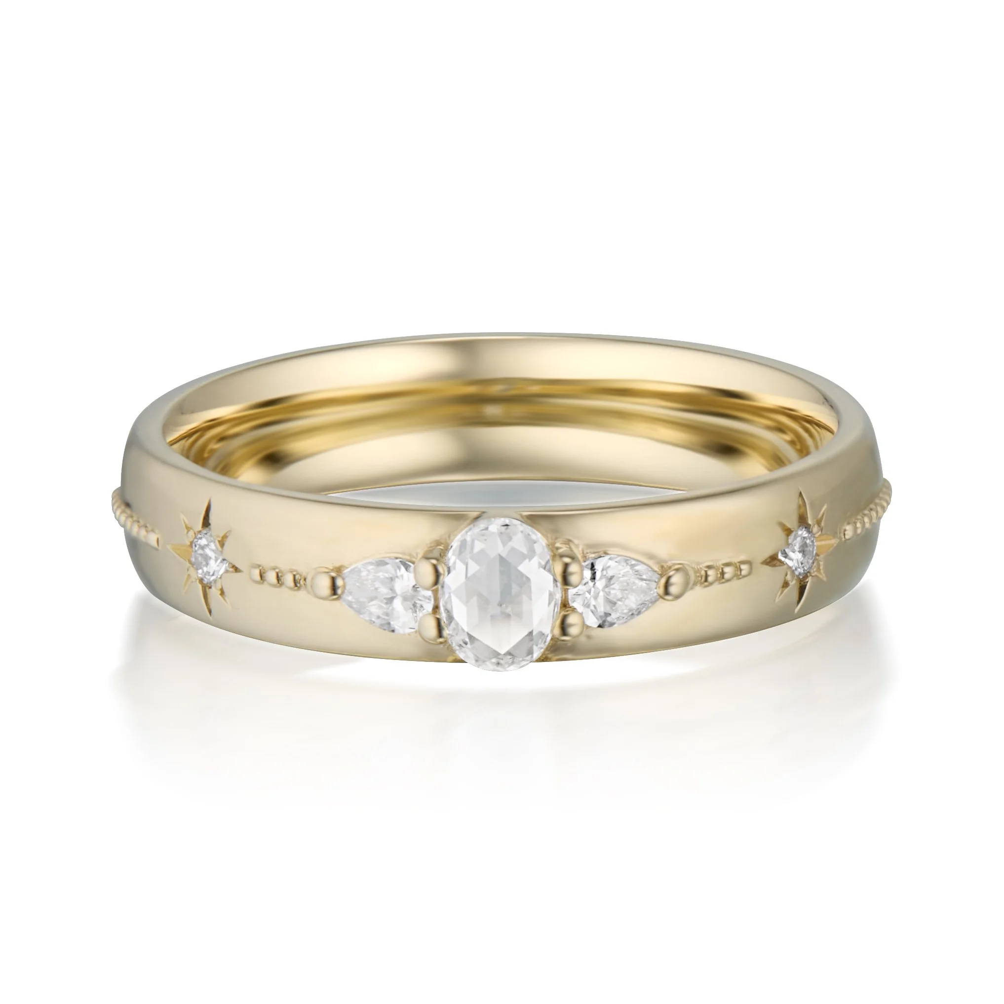 ValeJewelry-Rainfall-Milgrain-and-Star-Set-Ring-With-3-Stones-Yellow-Gold-Front-View.jpg