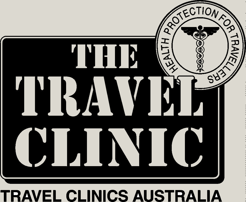 Logo for The Travel Clinic Australia with a medical caduceus symbol and health protection text.
