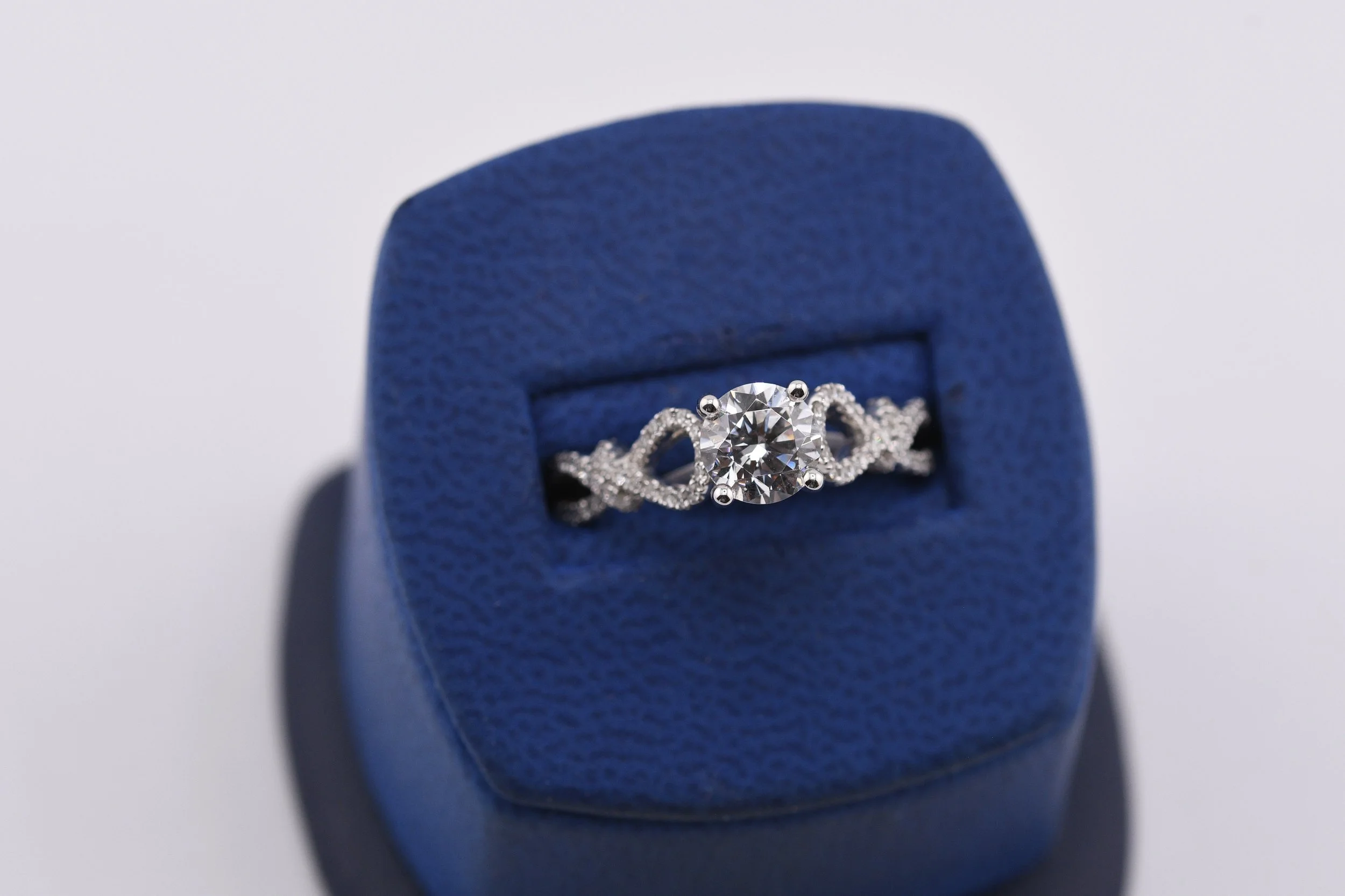 Ribbon, Bead Set Engagement Ring (Semi-Mount)