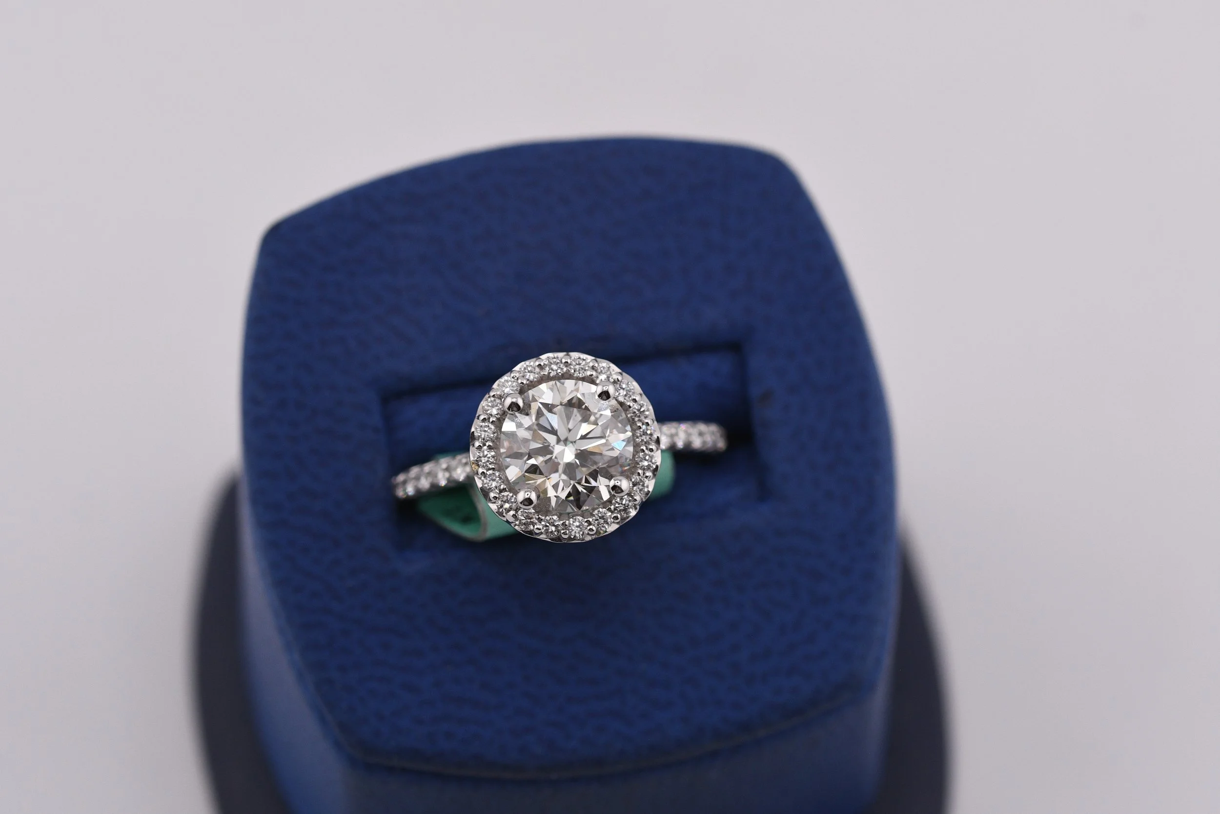 Halo with Lab Grown Diamond Shank Engagement Ring