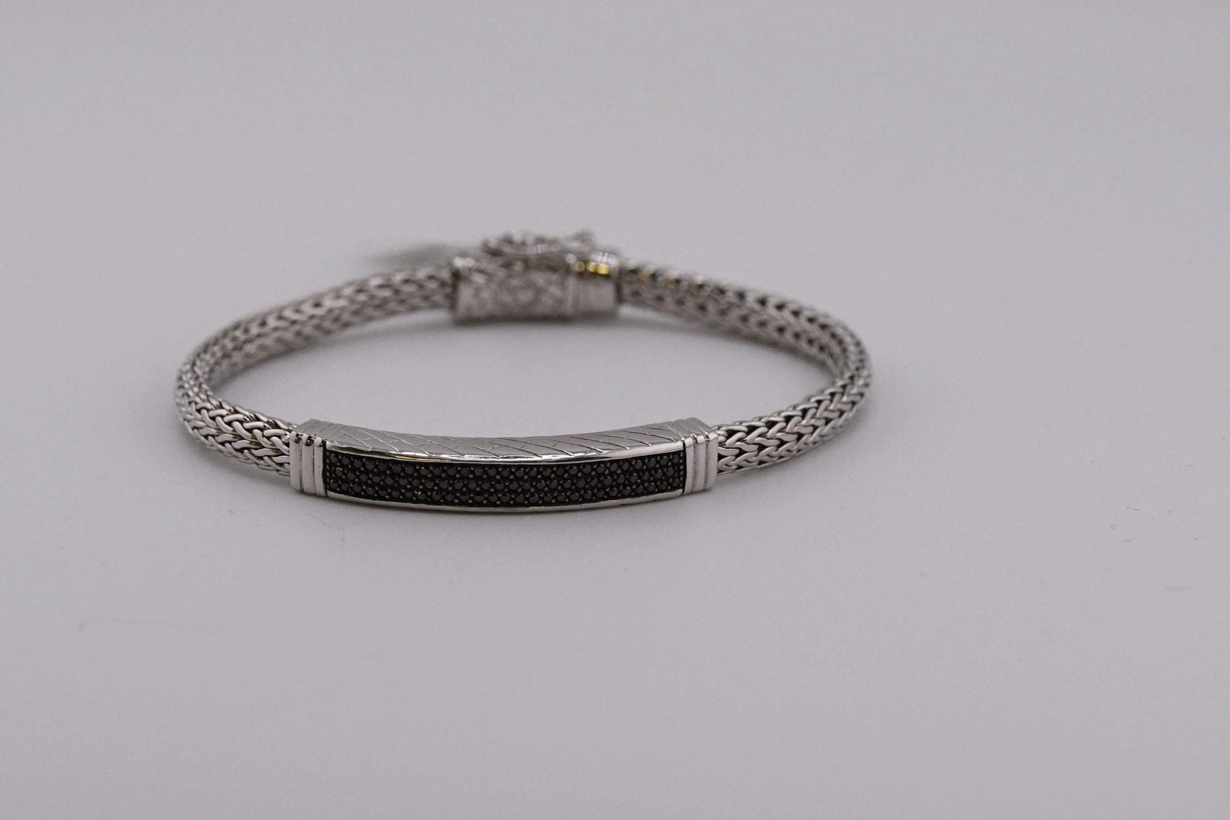 Men's Sterling Silver & Black Diamond Bracelet