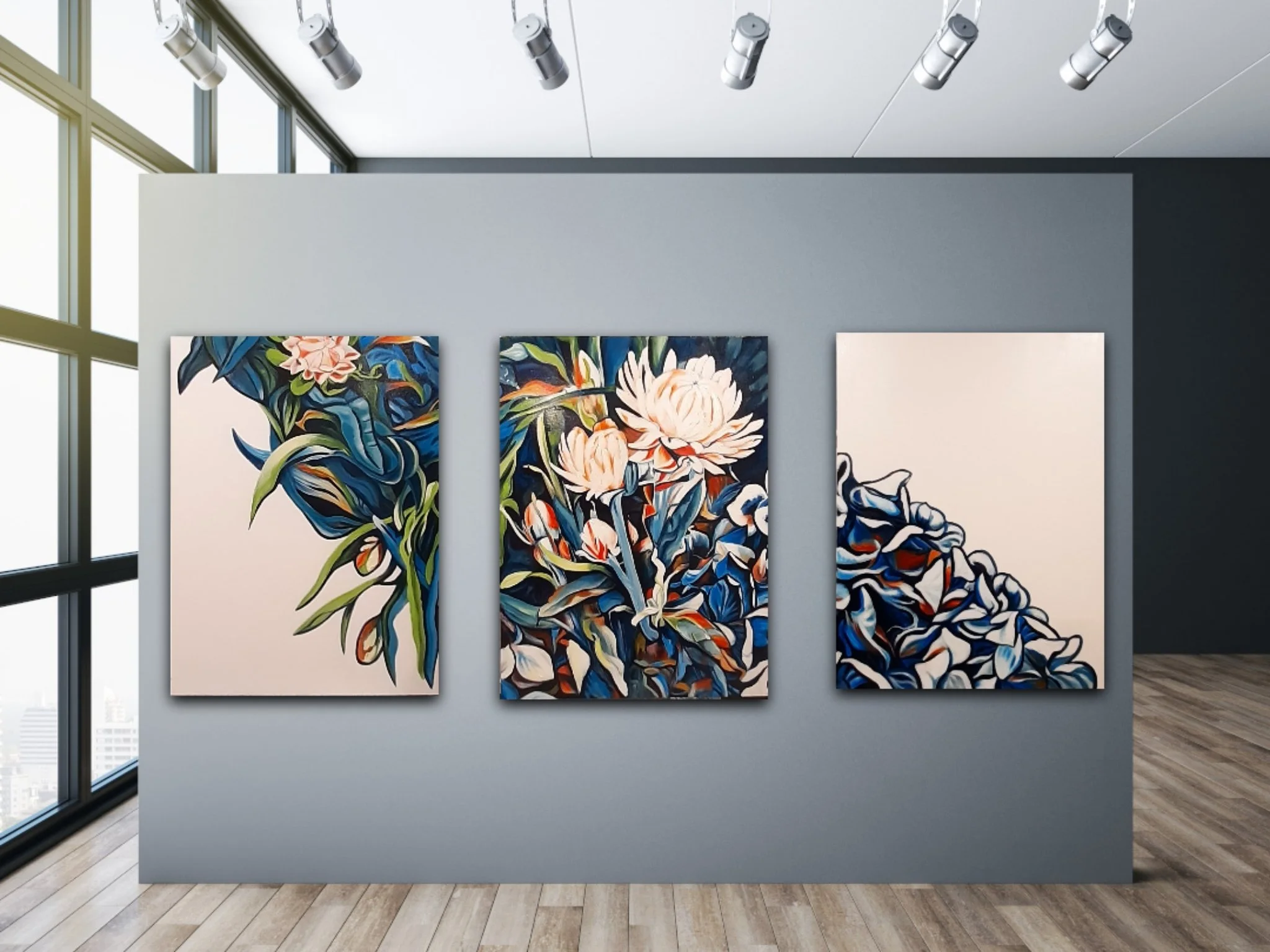 Paper Daisies Triptych 228cm x 71cm $1,900
