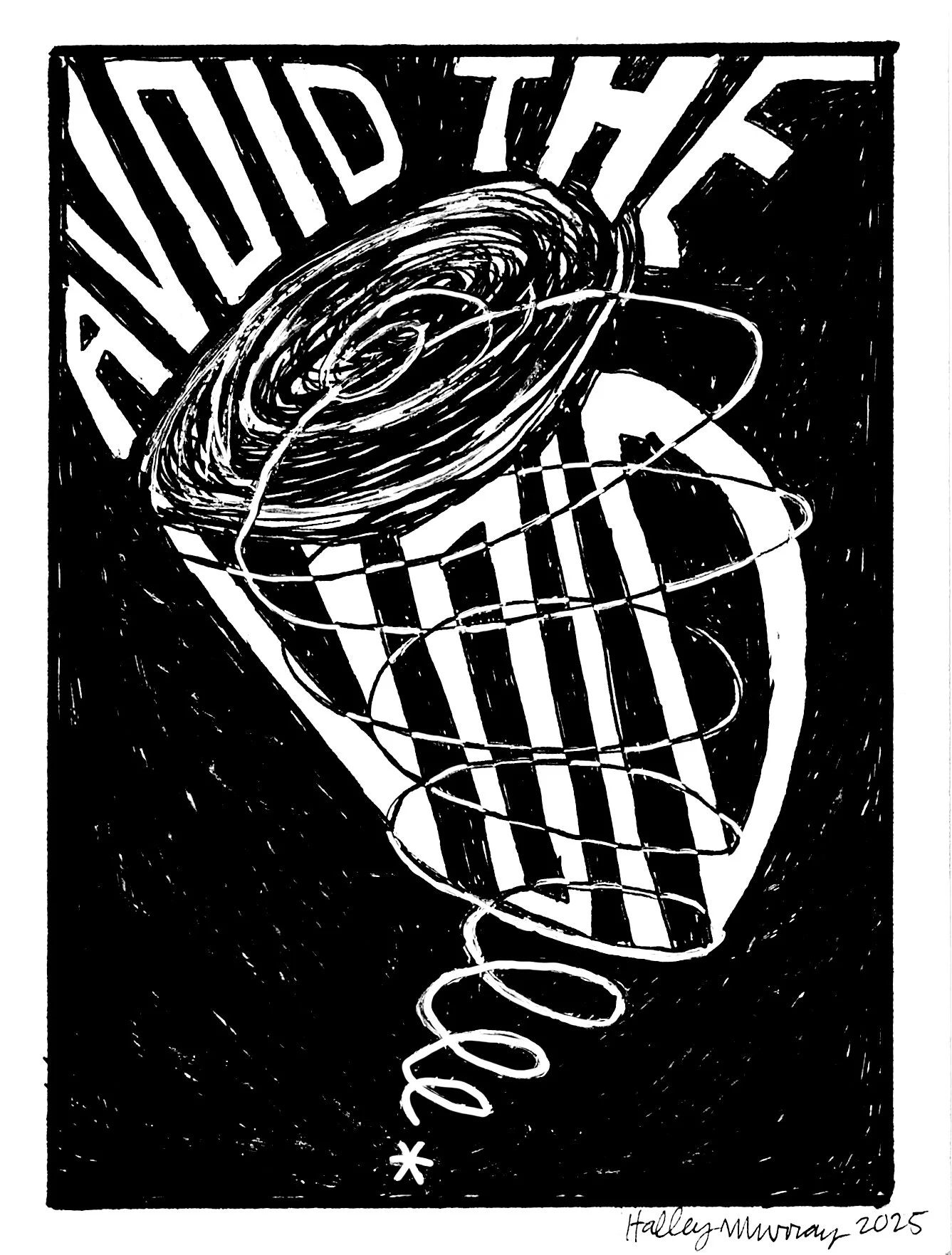 Avoid the Void, 2025. Ink on bristol, 4x6"