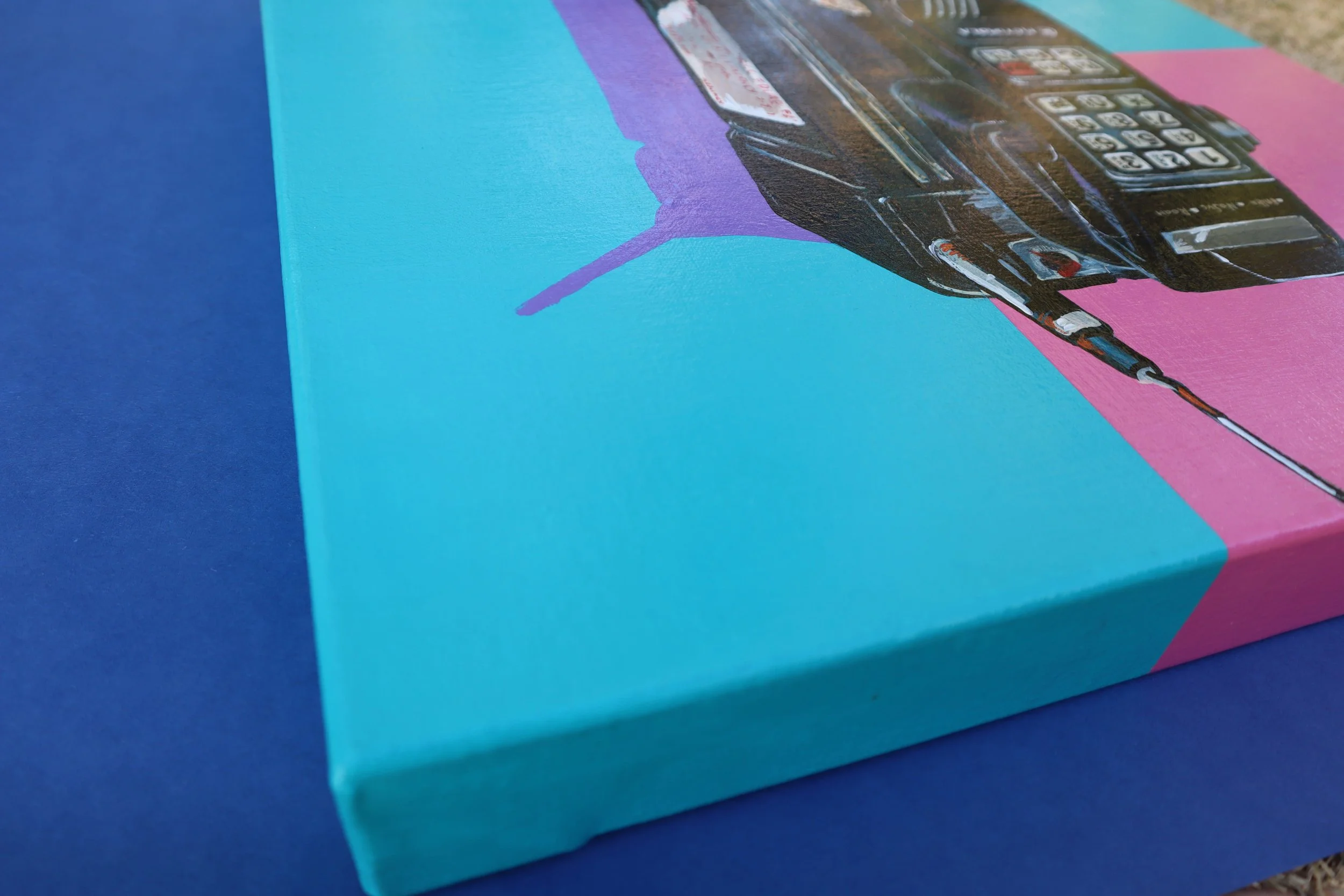 Cropped Details of pink blue and purple painting