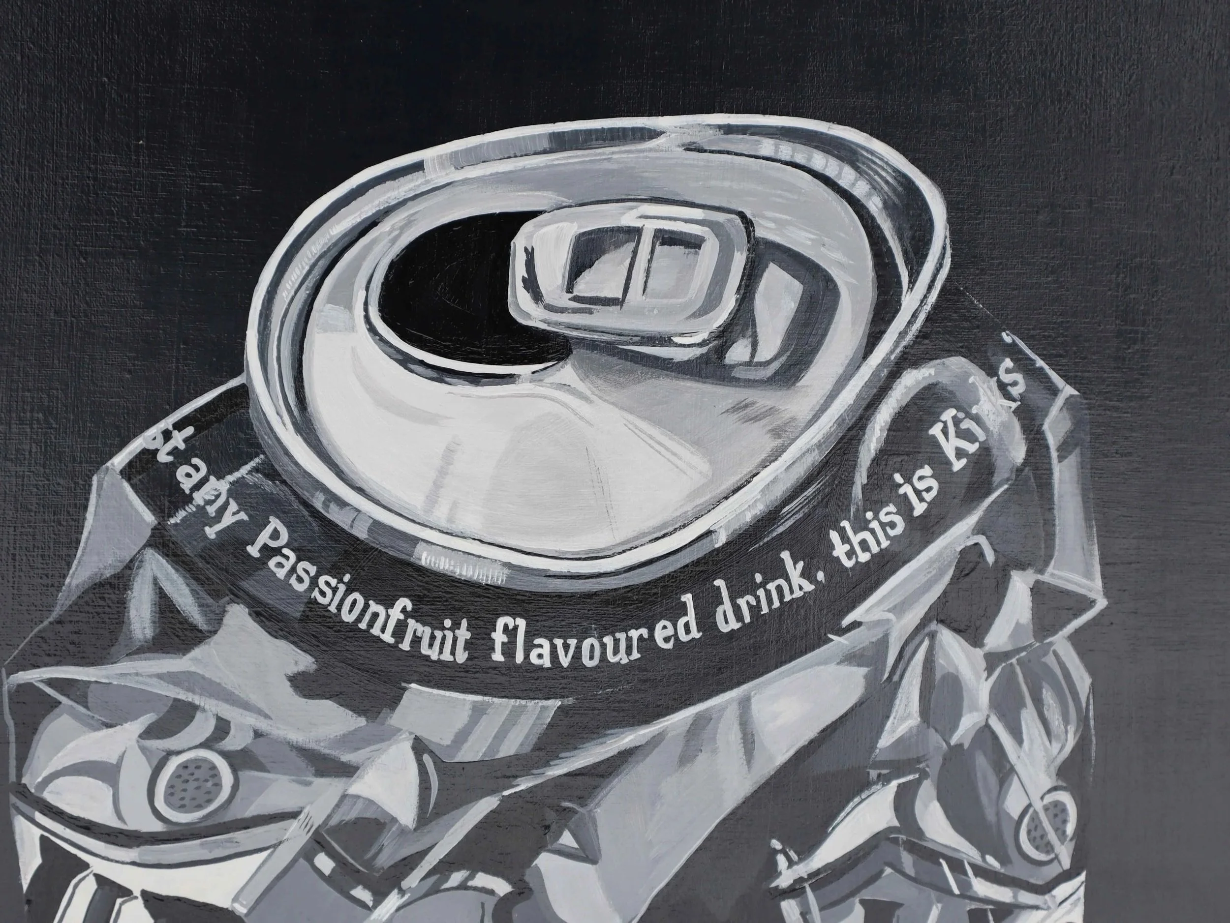 Detail Of Grey painting of crushed can