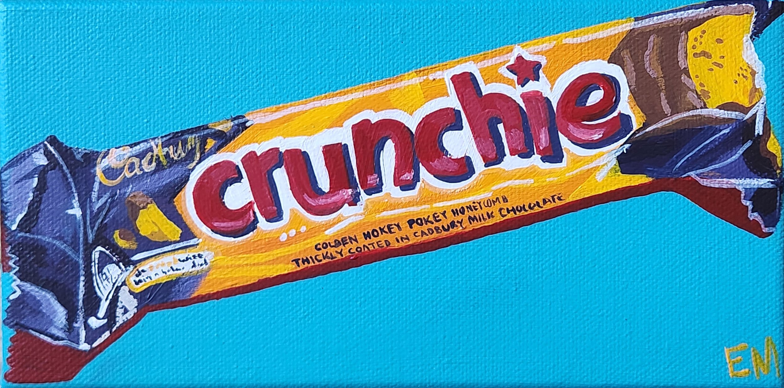 Bright Blue Painting Of Crunchie Chocolate