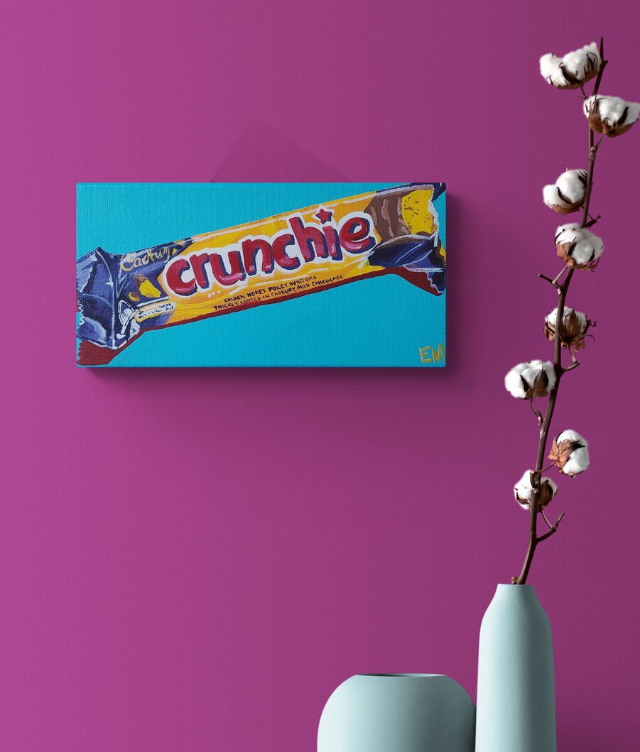 Blue Painting Displayed On Pink Wall