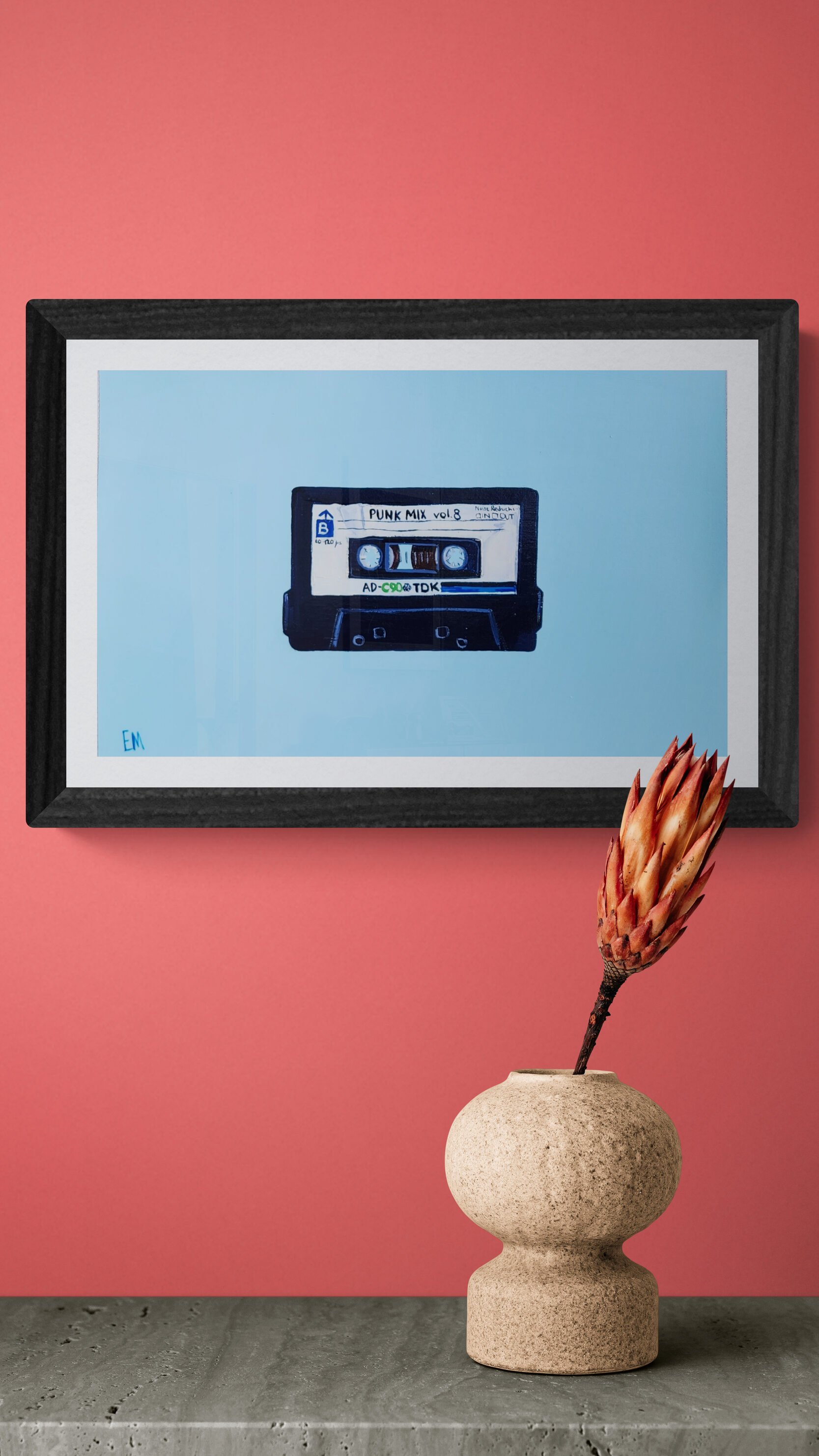 Cassette painting on wall punk mix