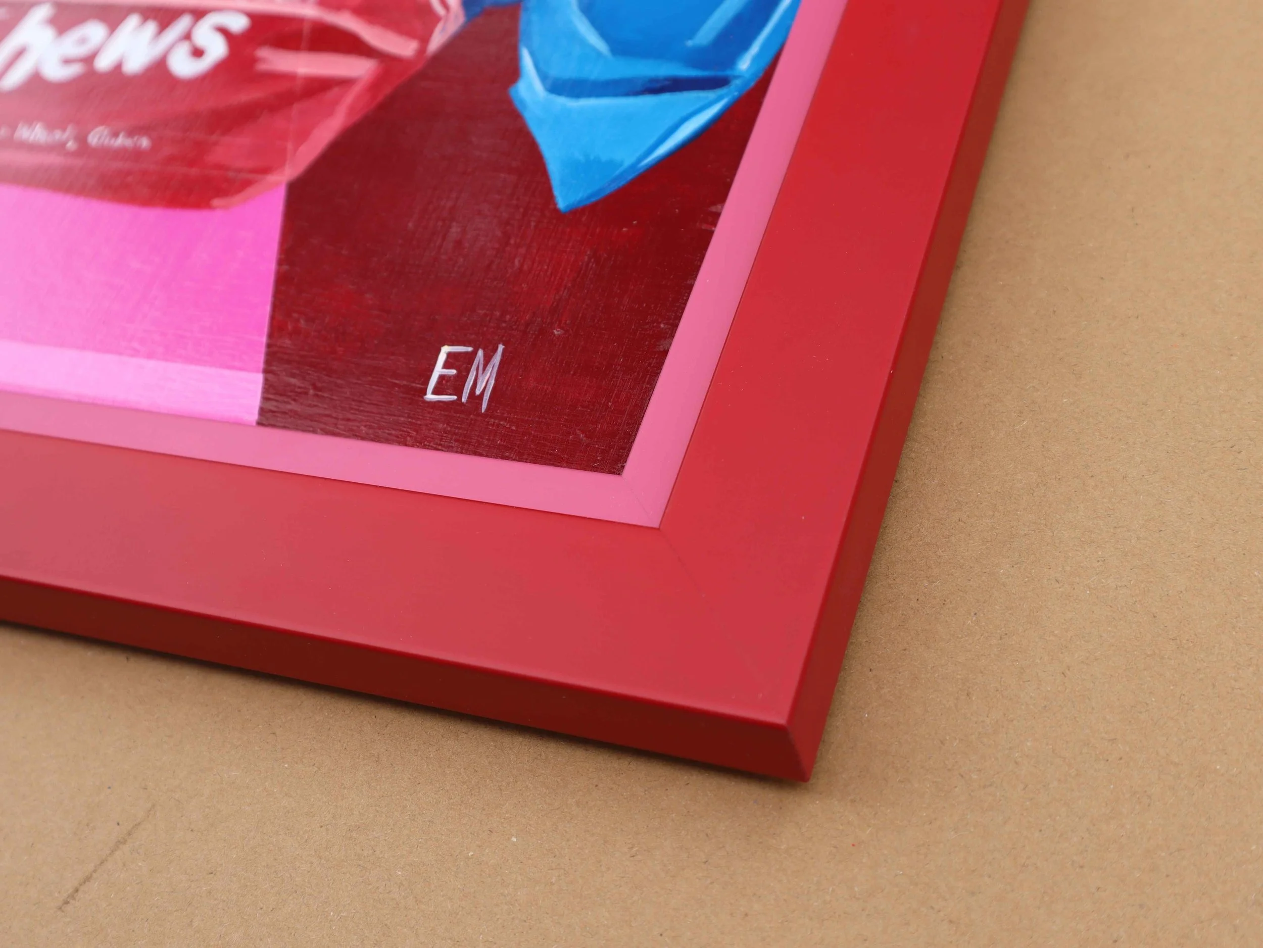 red and pink framed artwork