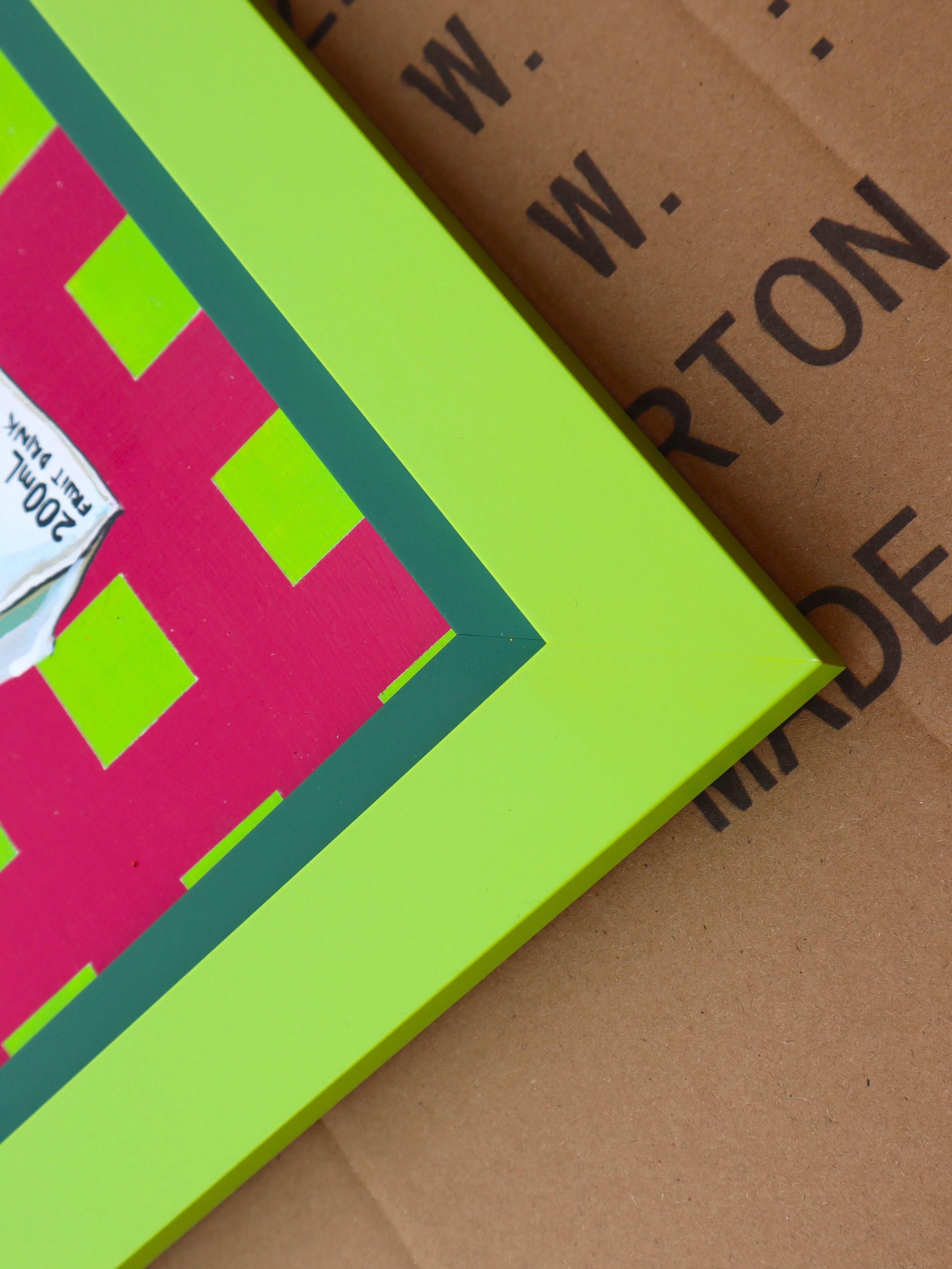 Bright Green Frame On Hot pink and green artwork