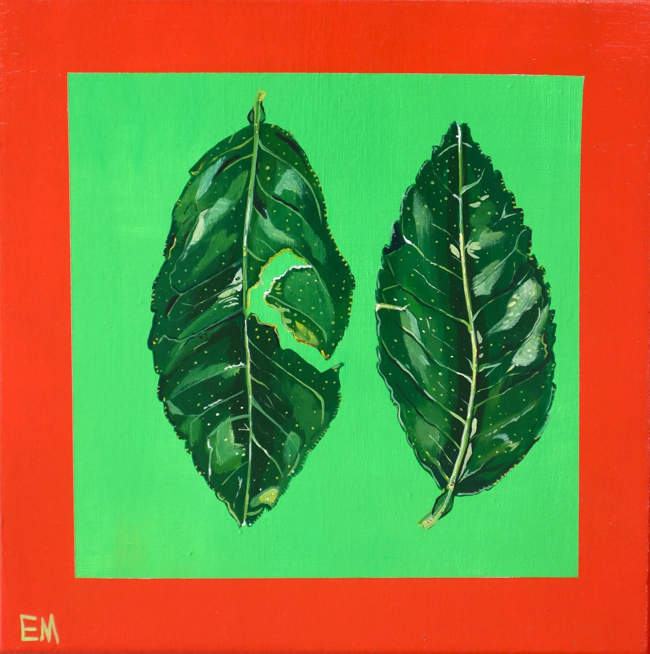 Lime Leaf artwork with bright green and orange background