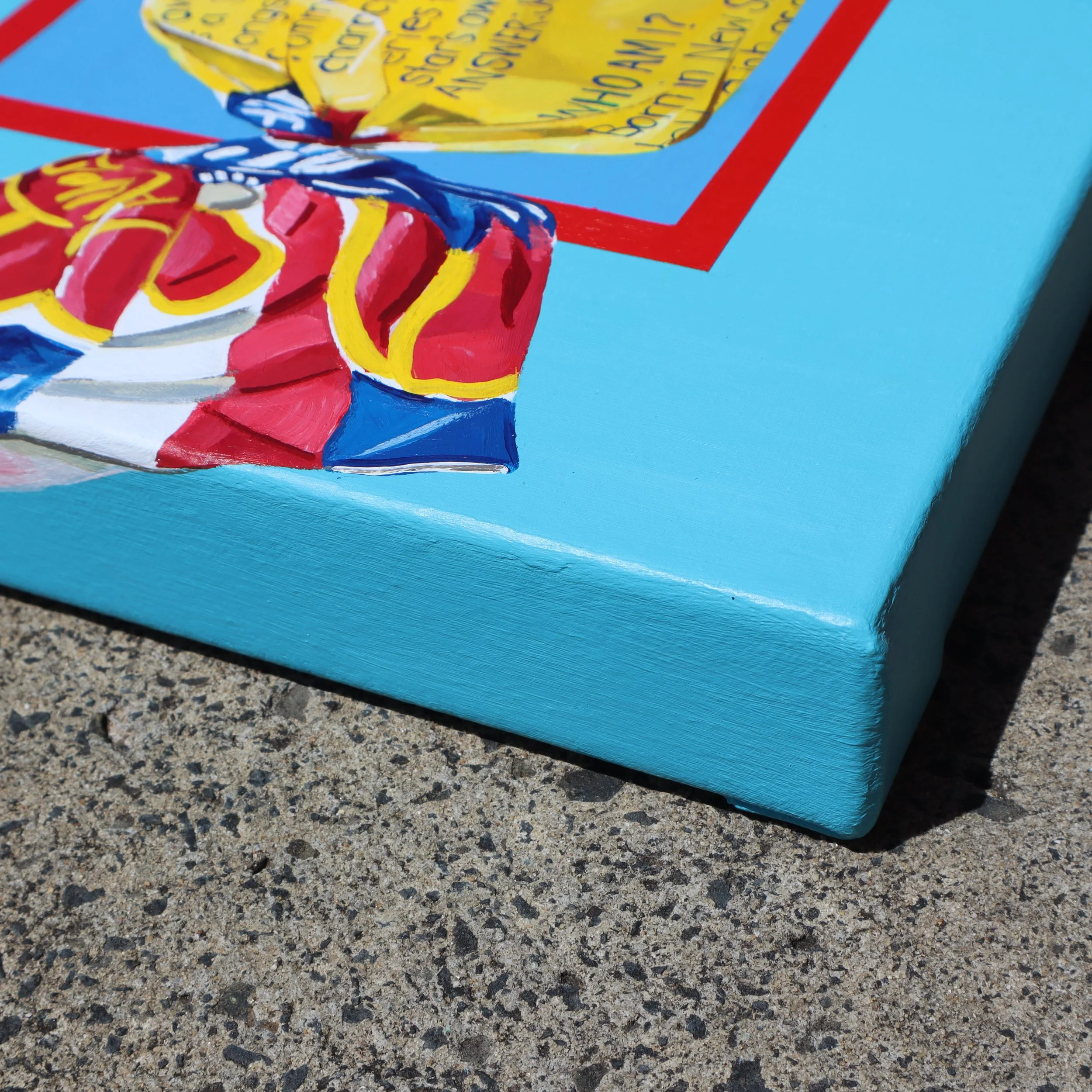 Super Fan Elisha McGuckin Detail of blue and red Fantale artwork