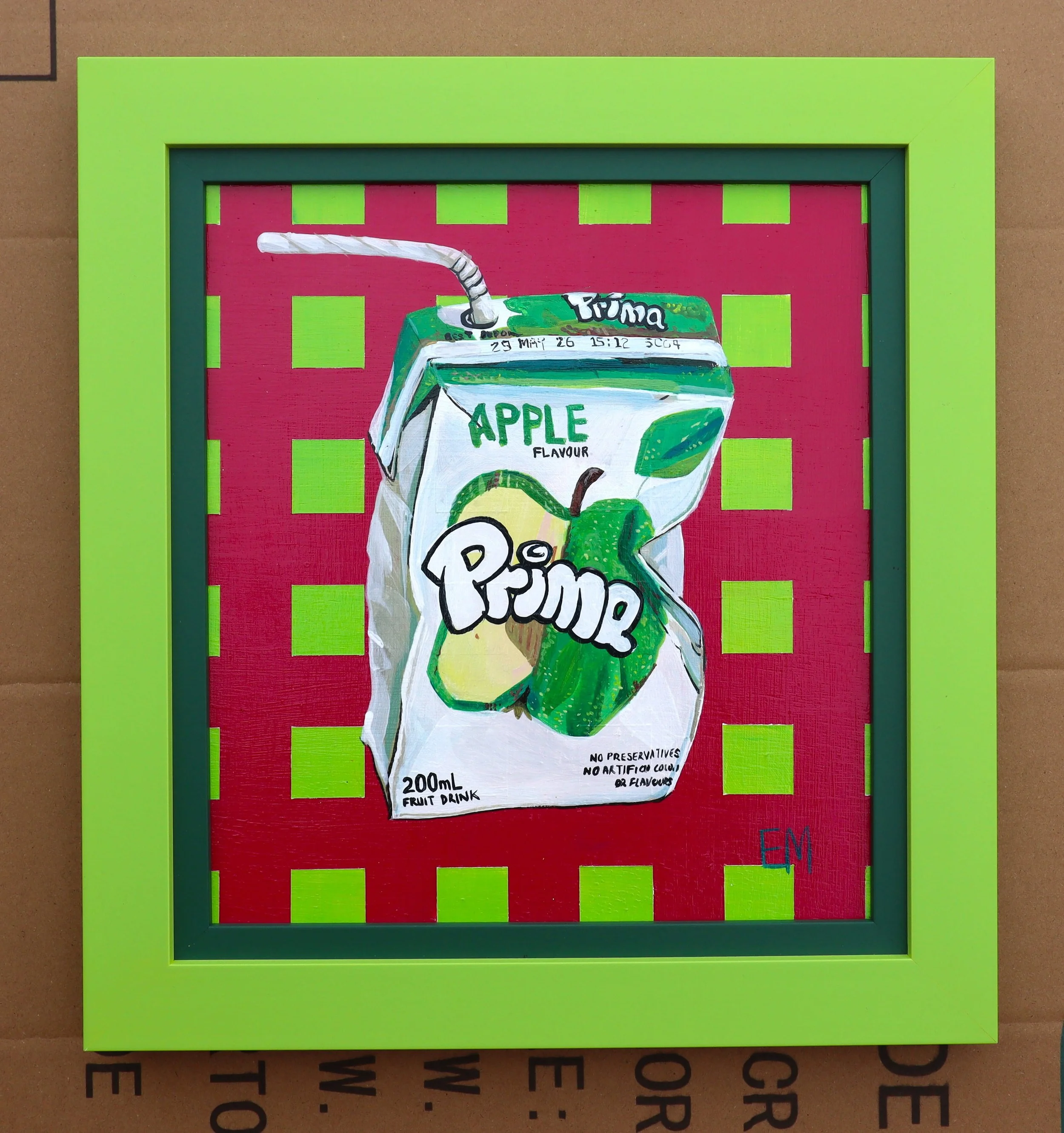 Toffee Apple Green And Pink Painting of prima juicebox