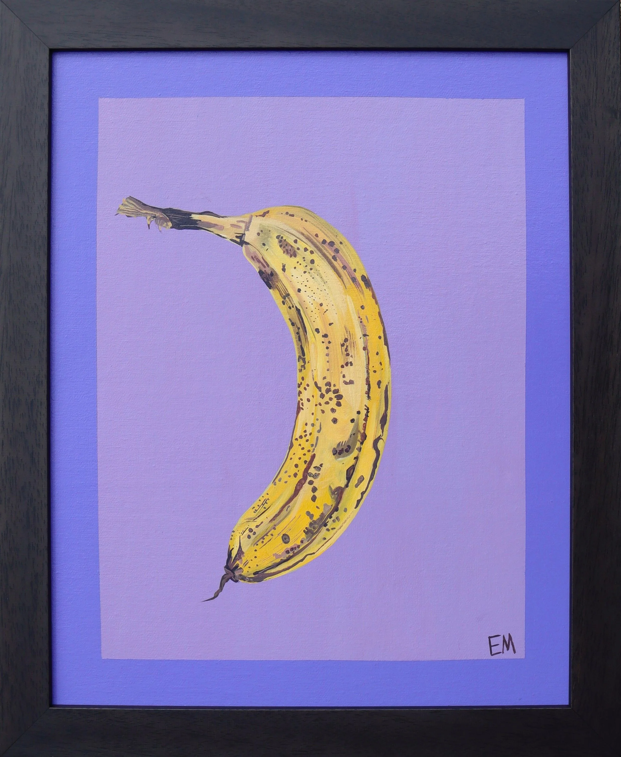 banana painting purple and yellow framed